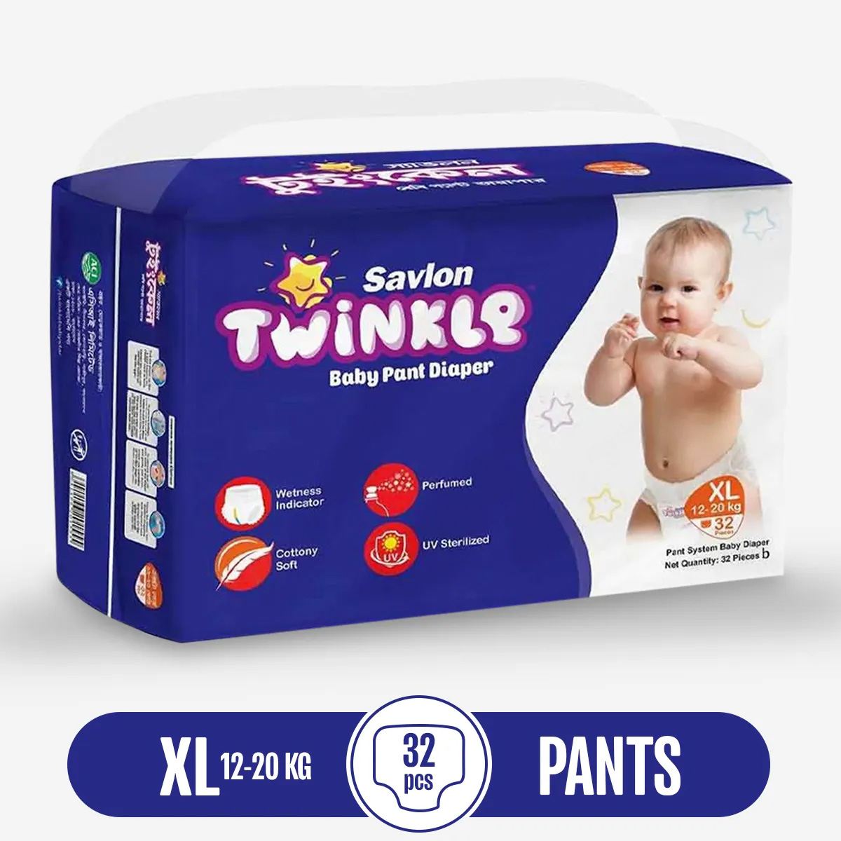 Savlon Twinkle Baby Pant Diaper XL 32 pcs